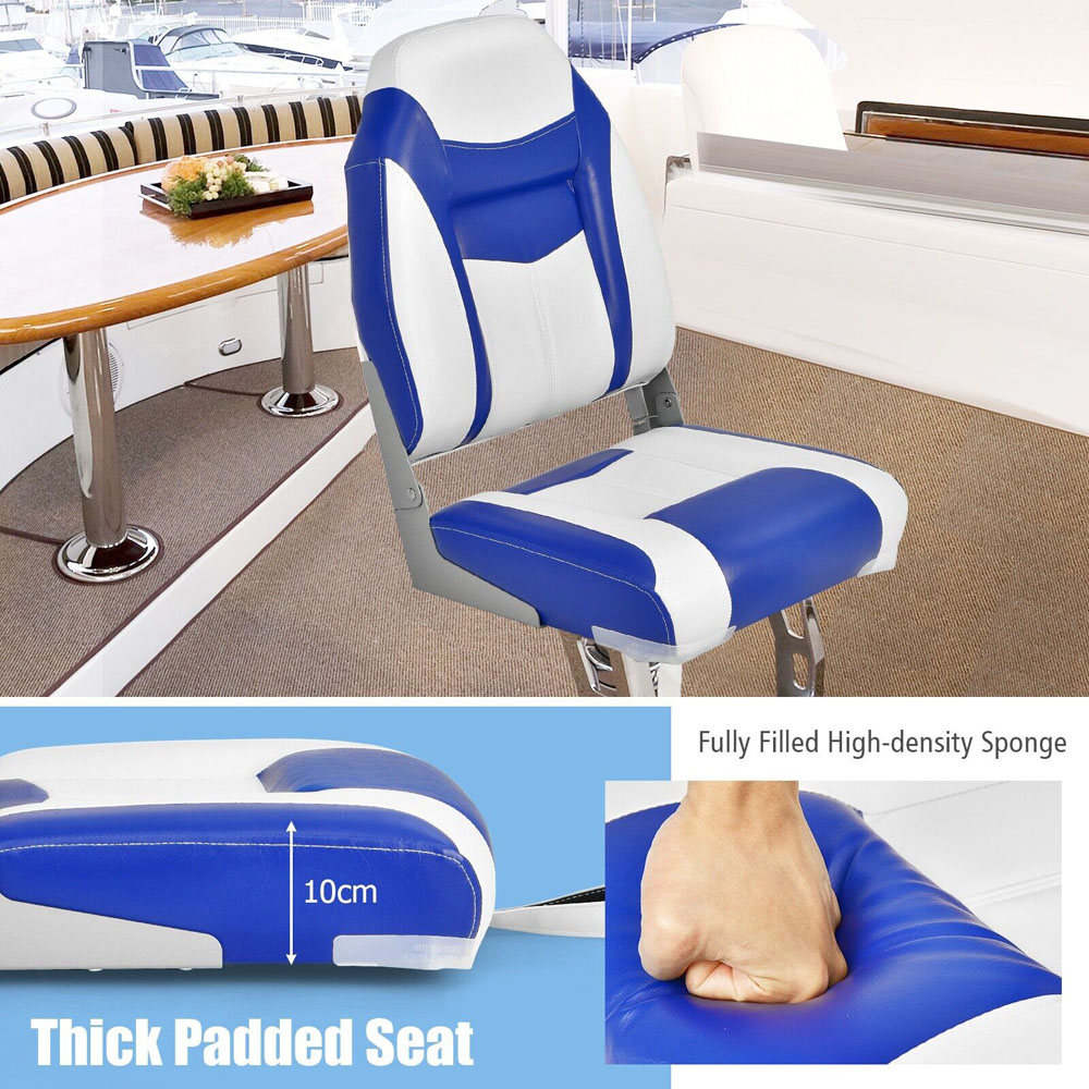 Costway Blue Padded High Back Boat Set Image 5