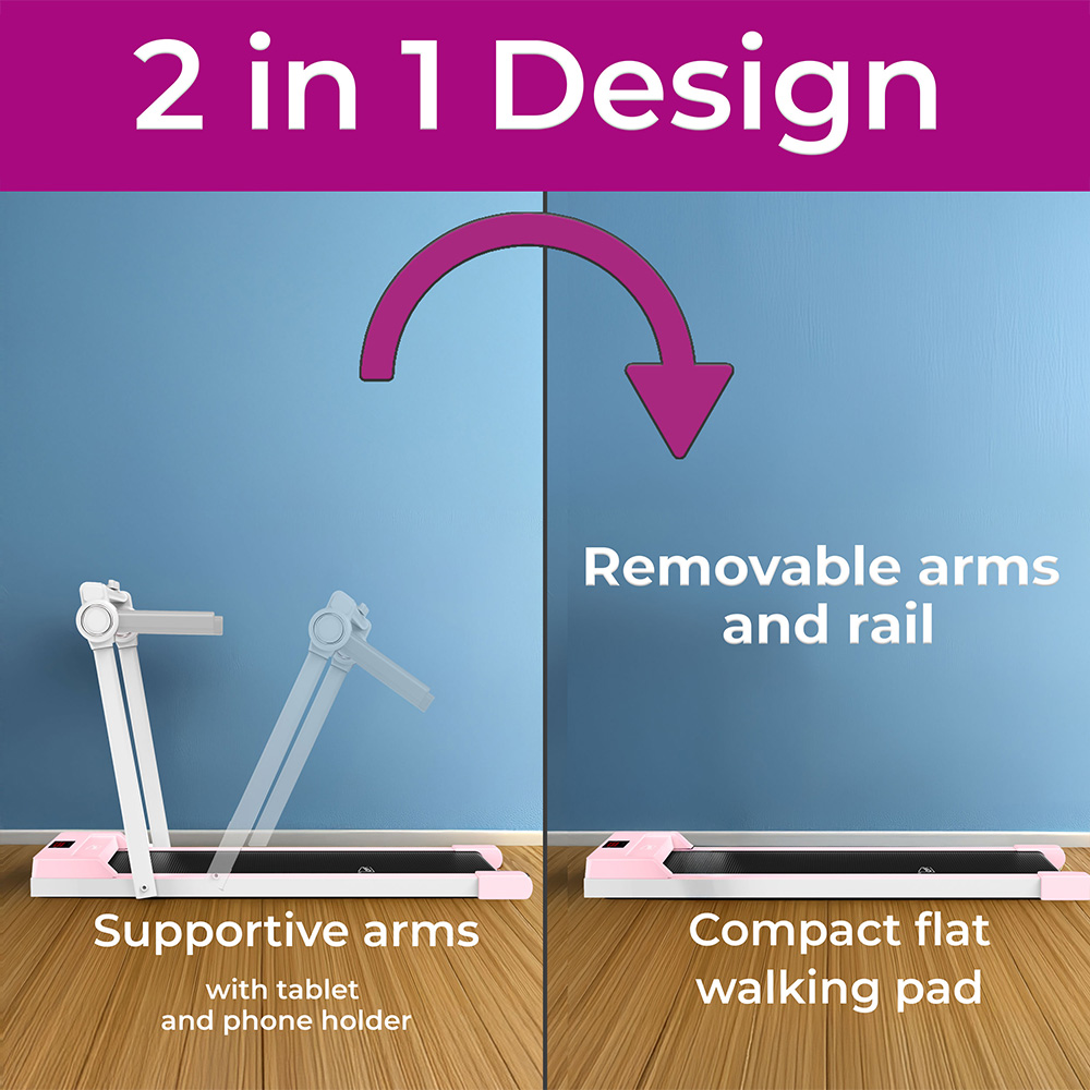 Neo Pink Walking Pad Treadmill with Hand Rail Image 7