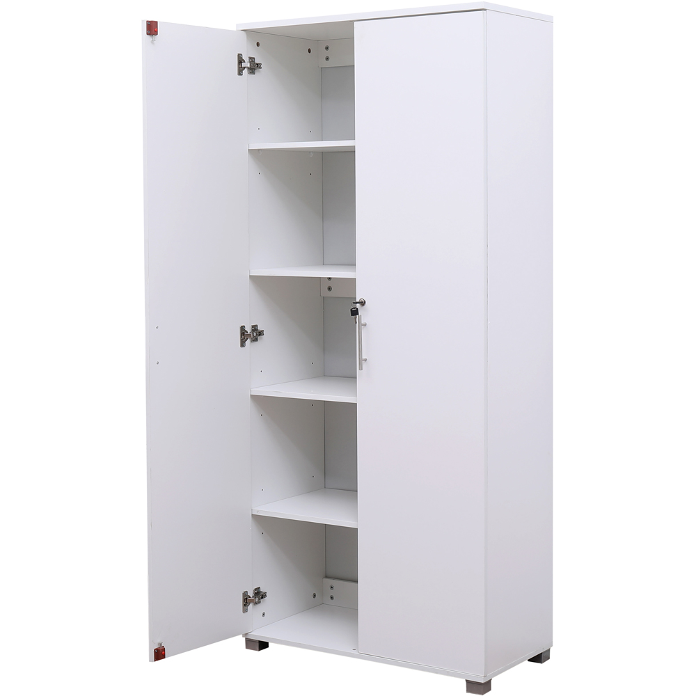 MMT Furniture Designs 2 Door White Wooden Lockable Filing Cabinet Image 3