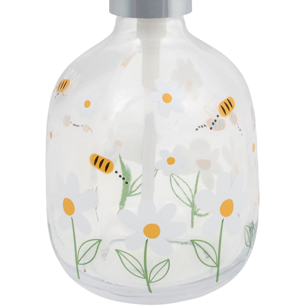 Daisy and Bee Glass Soap Dispenser Clear Image 2