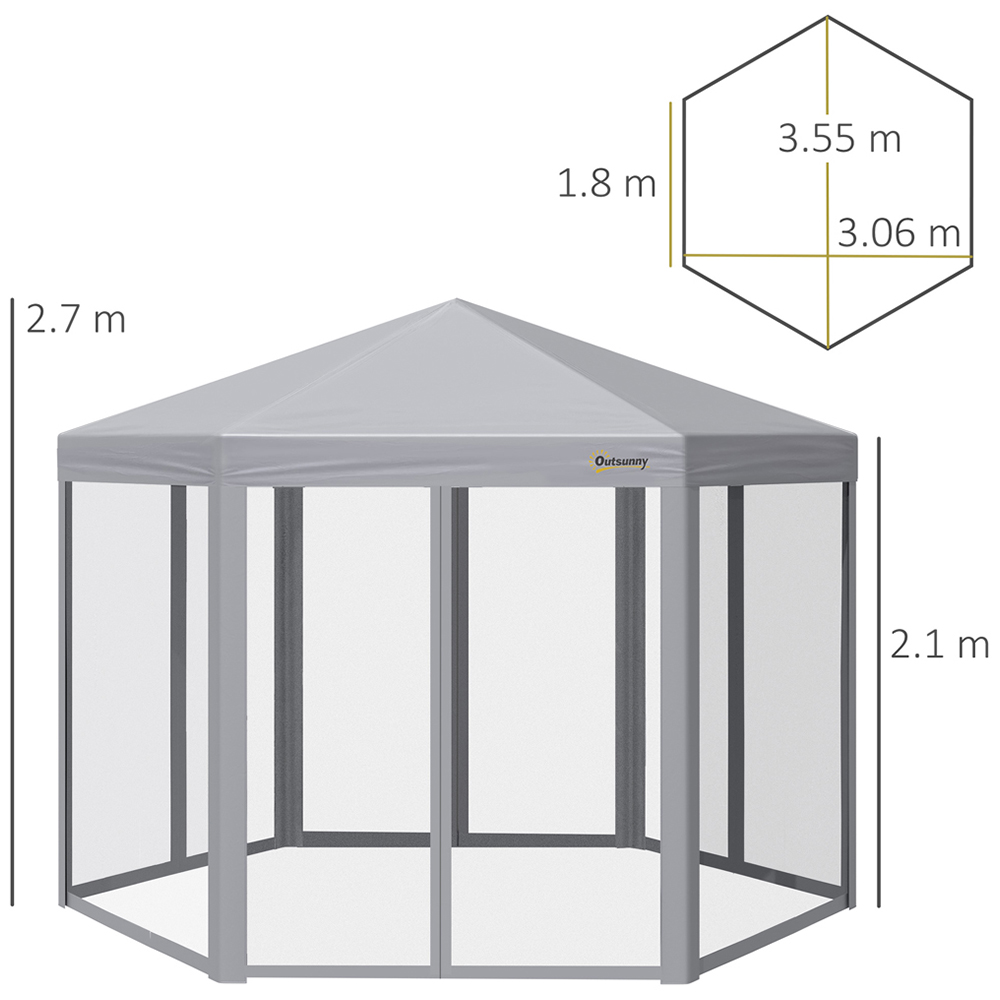 Outsunny 3 x 3m Grey Steel Frame Pop Up Gazebo with Mesh Curtains Image 7