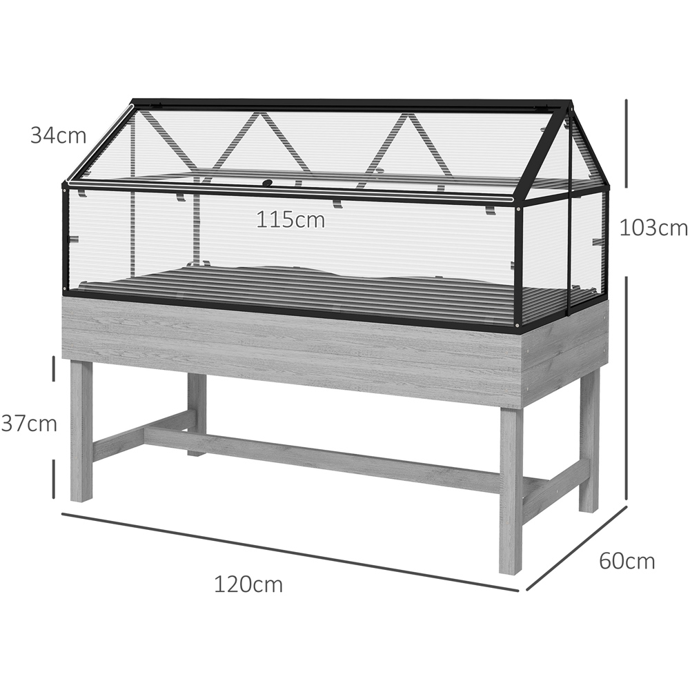 Outsunny Distressed Grey Elevated Wood Planter with Mini Greenhouse Raised Garden 120 x 60 x 103cm Image 7
