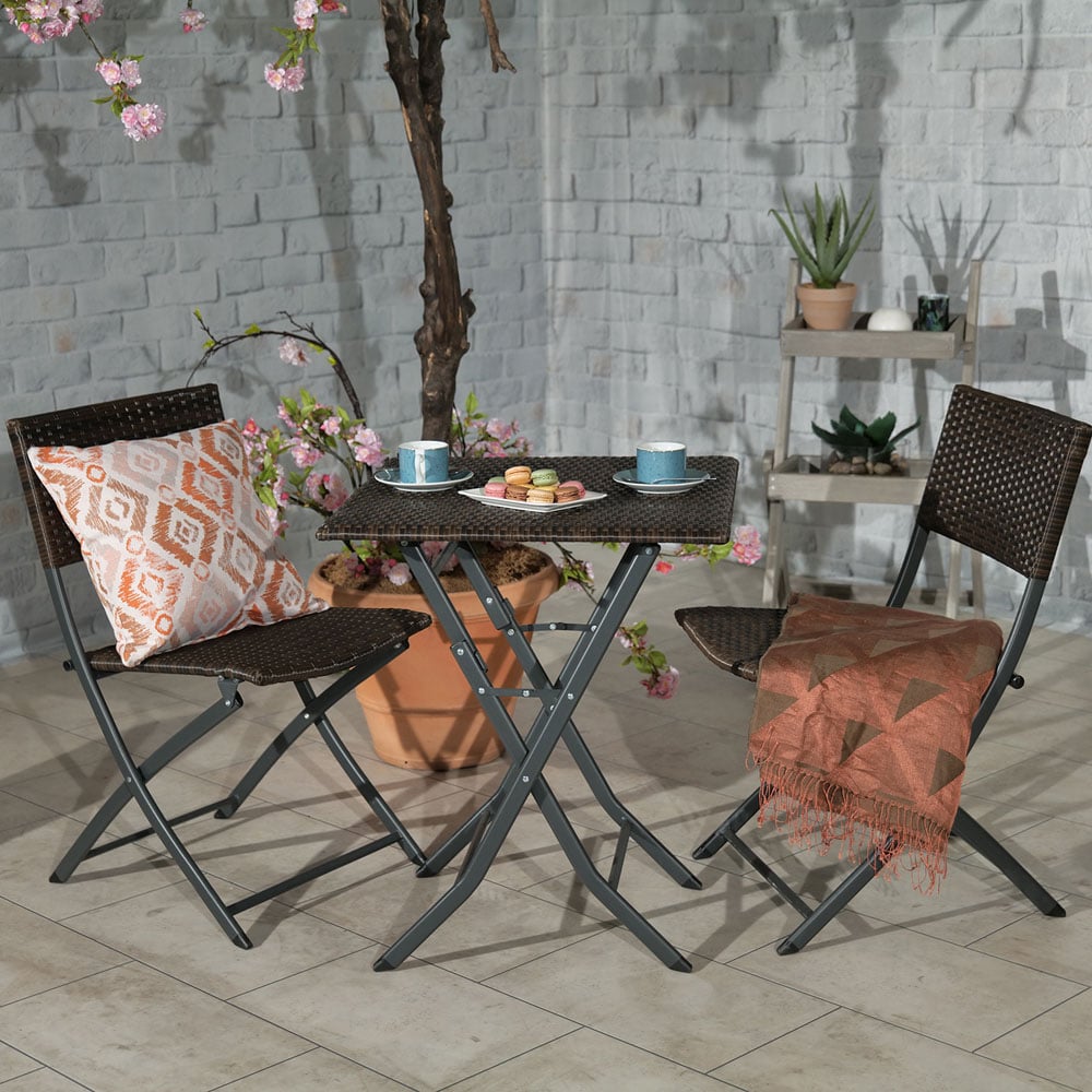 Royalcraft Nevada 2 Seater Folding Bistro Set Dark Brown Image 1