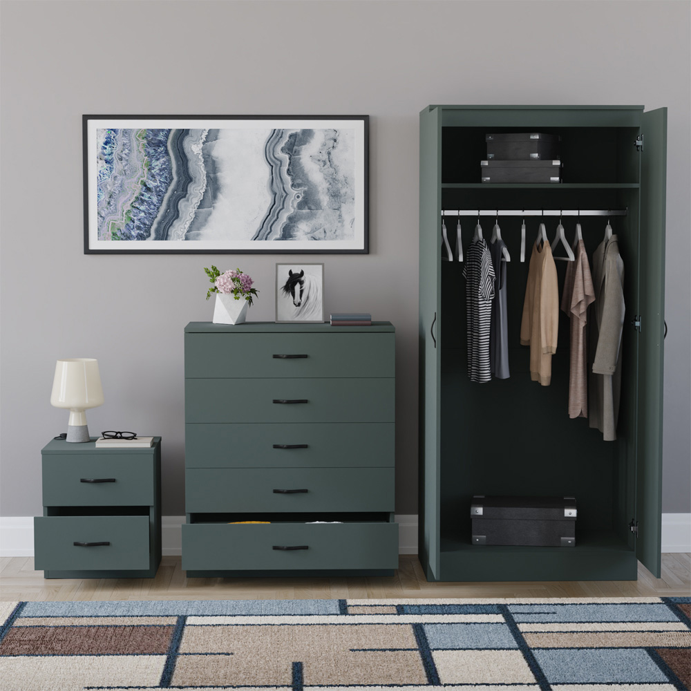 VIDA DESIGNS Riano Green 3 Piece Bedroom Furniture Set Image 3