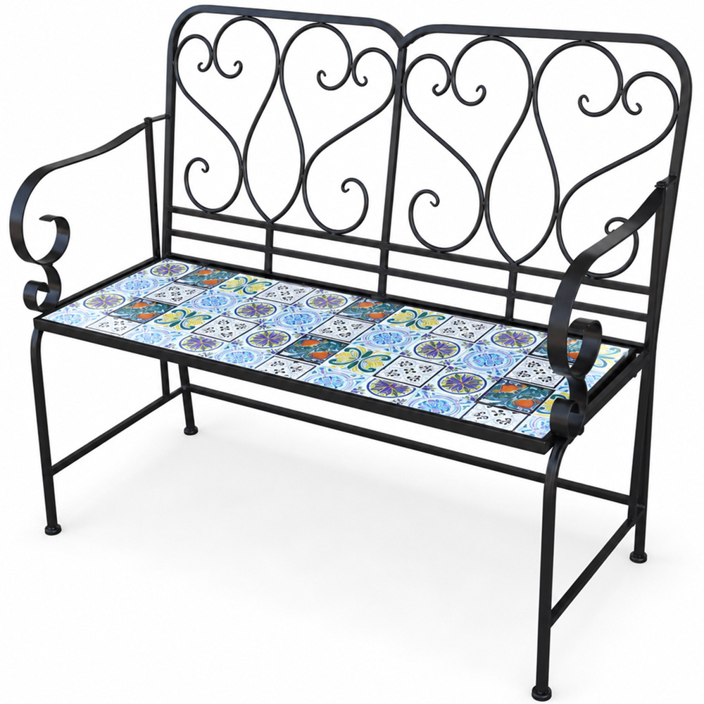 Shatchi Lisbon Mosaic 2 Seater Garden Bench Image 2