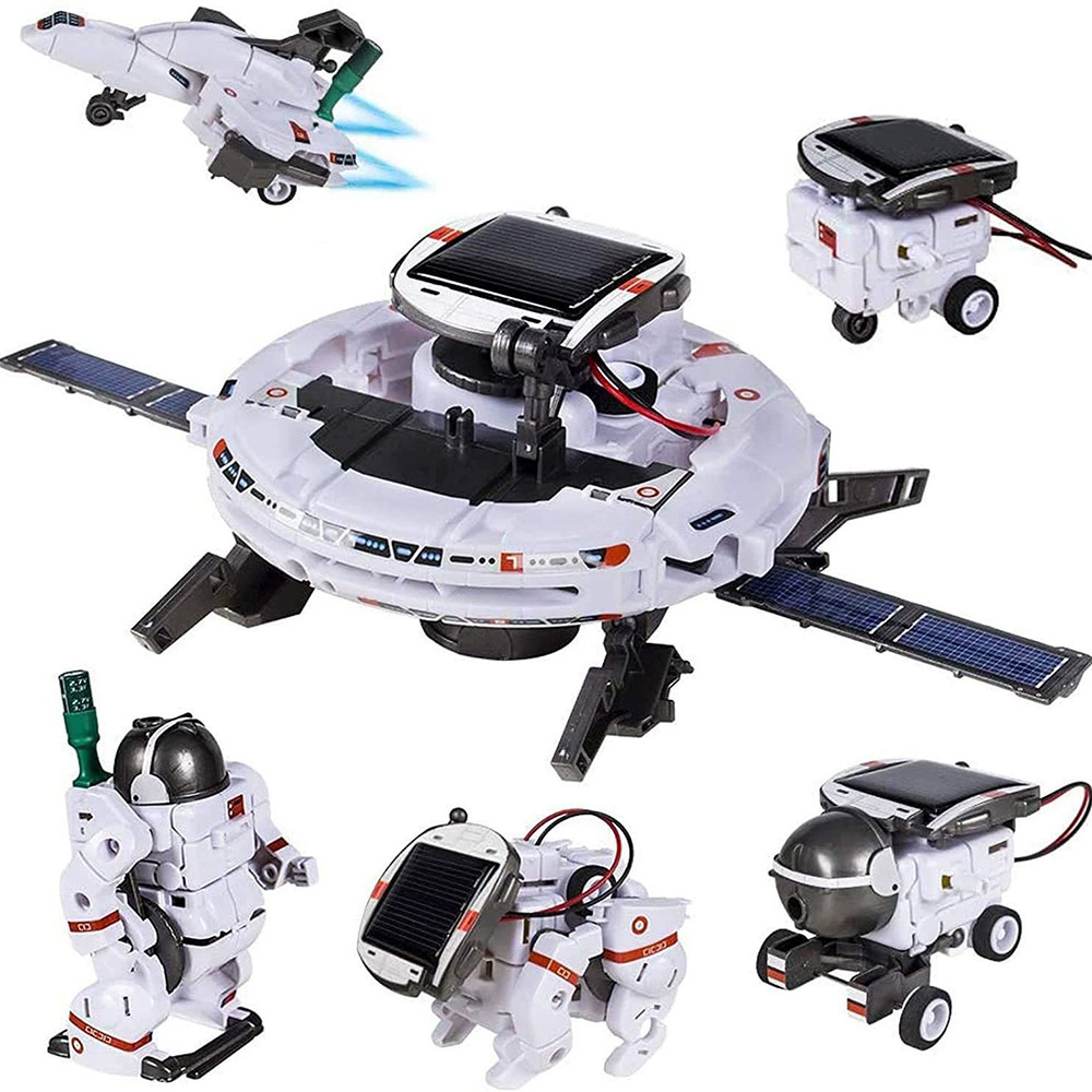 H&O Direct Kids 6-in-1 White DIY Solar Robot Toy STEM Project Set Image 2