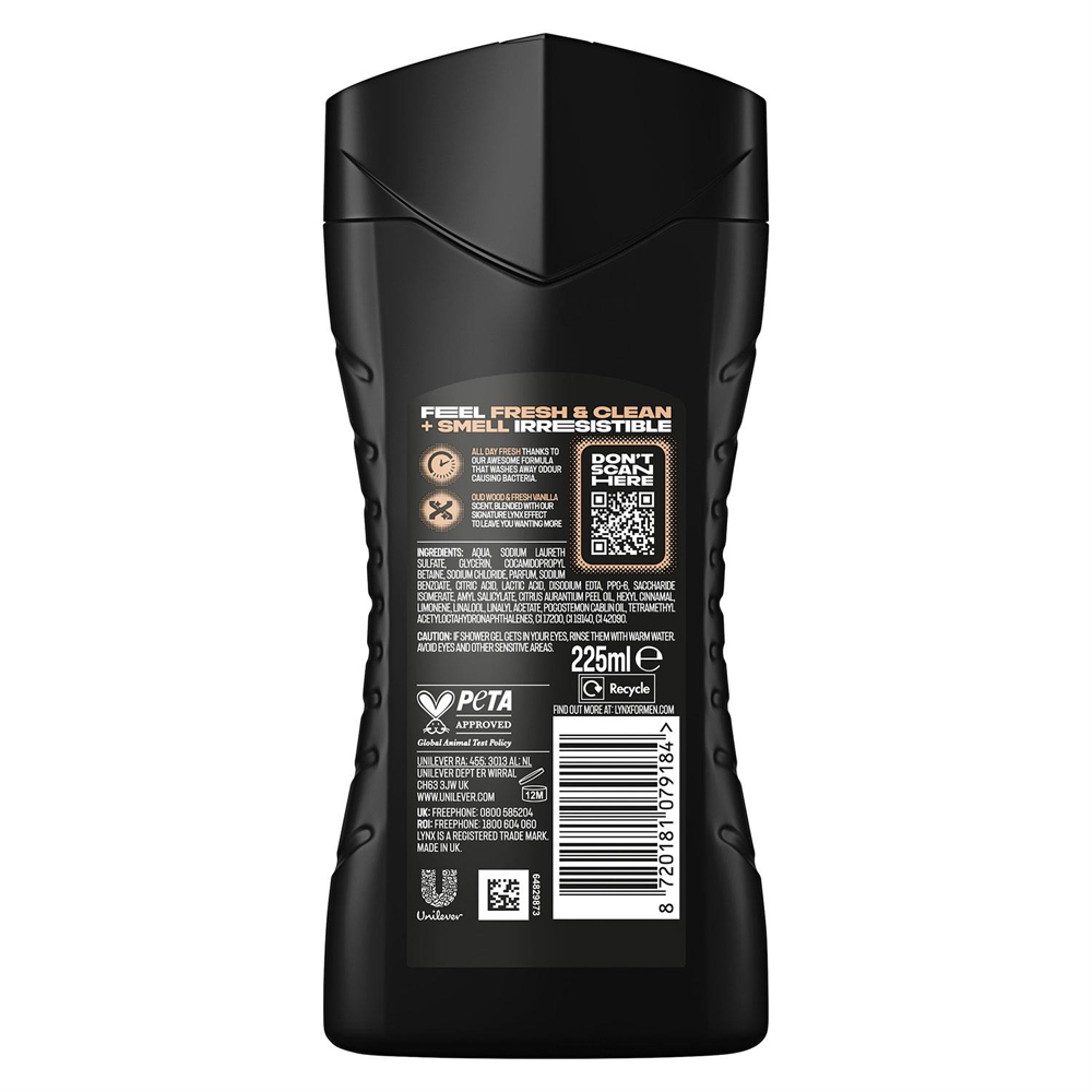 Lynx Gold 12H Refreshing Shower Gel with Manwasher 2-Sided Shower Tool 225ml 3 Pack Image 8