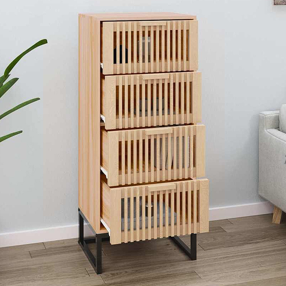 vidaXL 4 Drawer Brown Highboard Image 1
