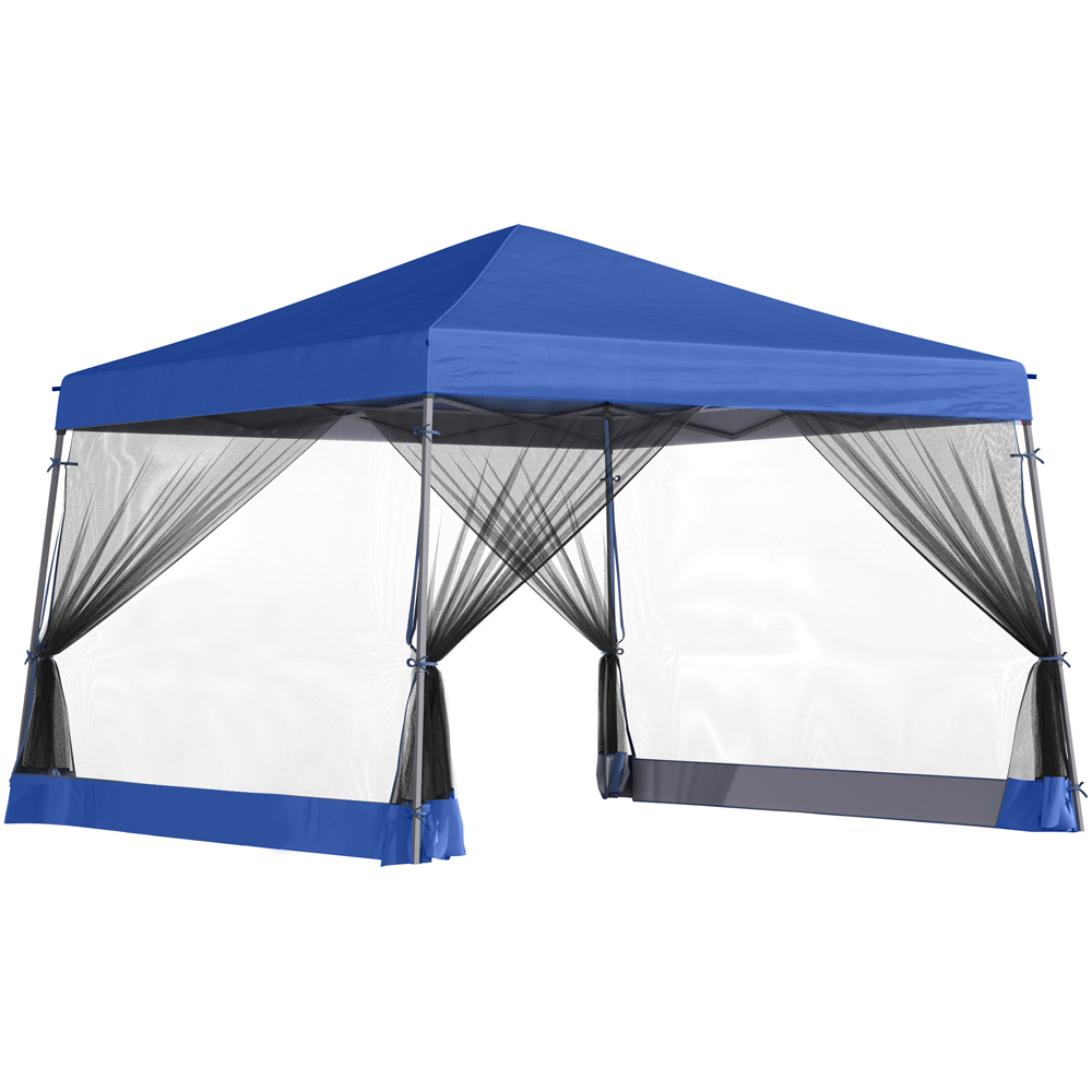 Outsunny 3.6 x 3.6m Blue Pop-Up Canopy Gazebo with Mesh Screen Side Walls Image 2