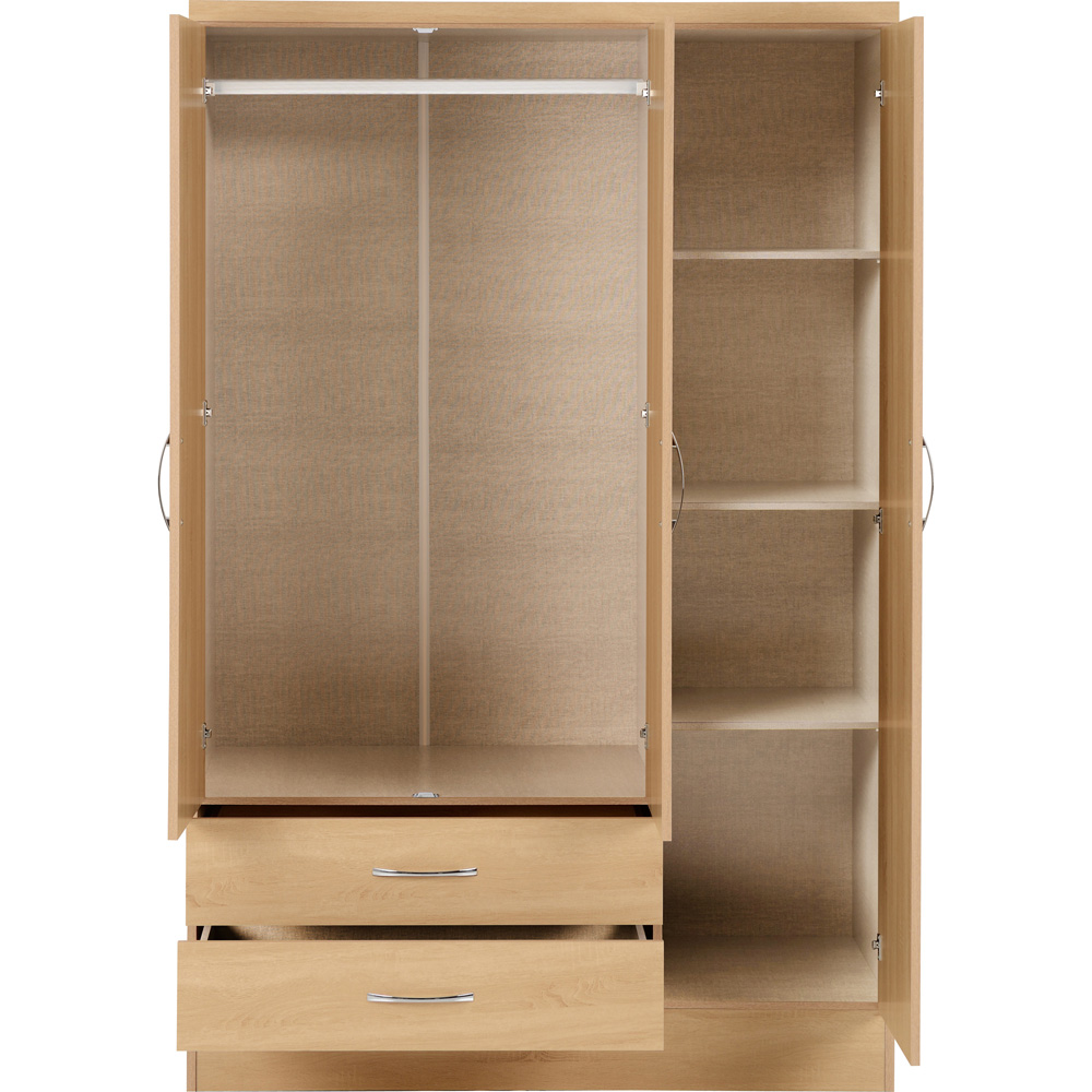 Seconique Nevada 3 Door 2 Drawer Sonoma Oak Effect Mirror Wardrobe Image 4