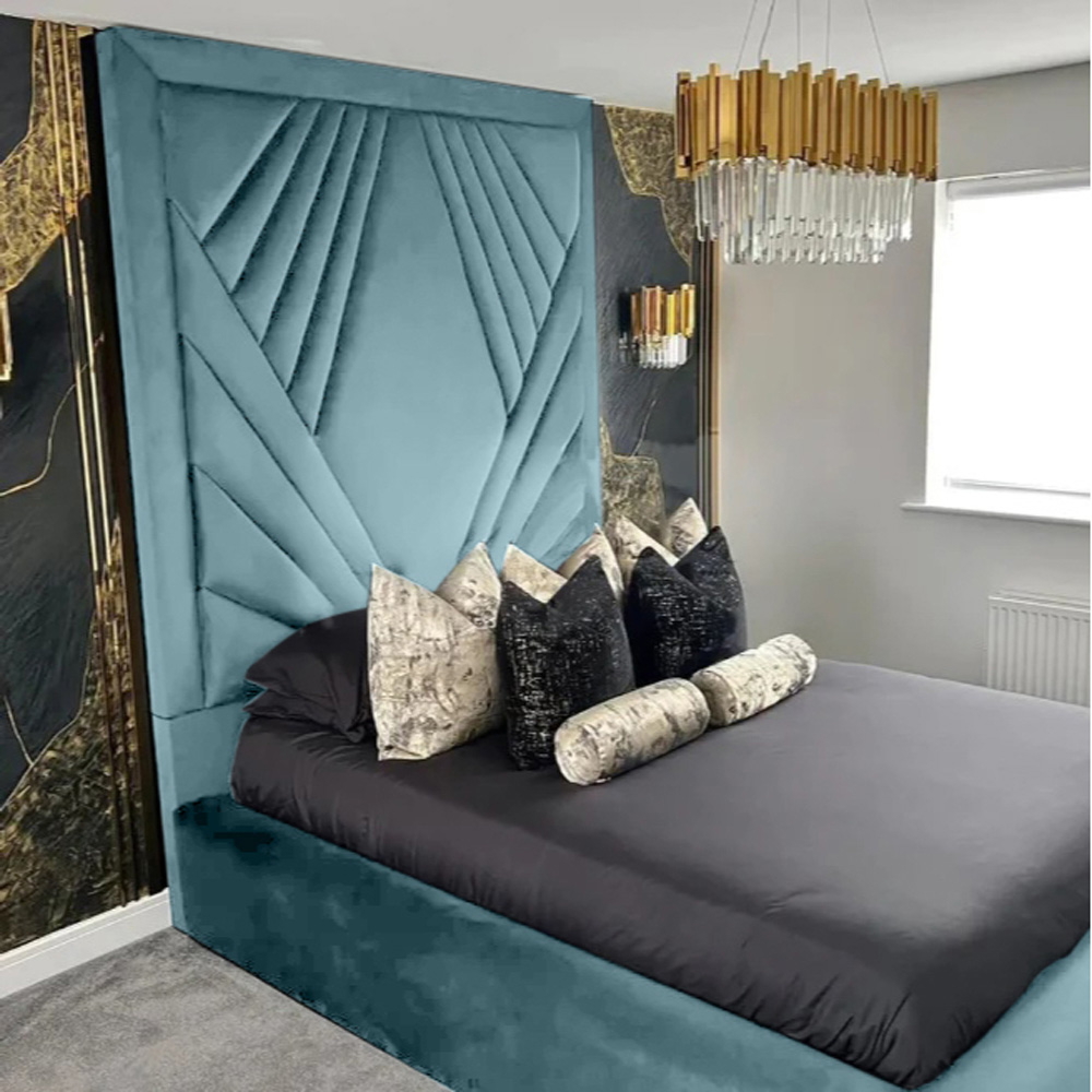 Eleganza Home Solia Double Duck Egg Plush Velvet Bed Frame with Headboard Image 2