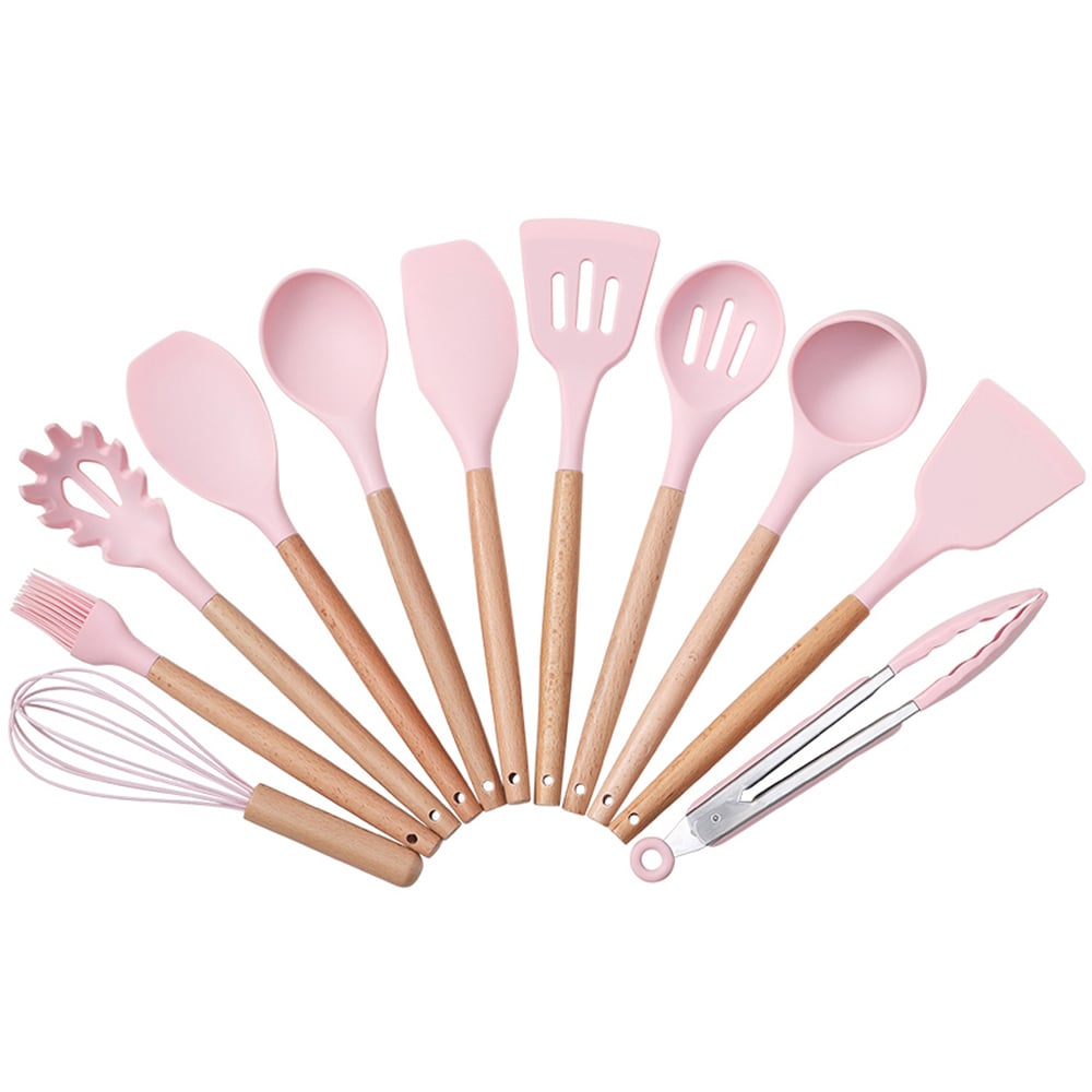 Living and Home 11 Pieces Pink Silicone Kitchen Utensil Image 4