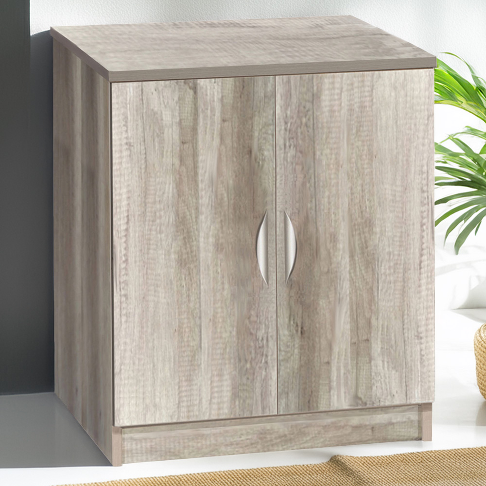R White Cabinets 2 Door Grey Desk Height Cupboard Image 1