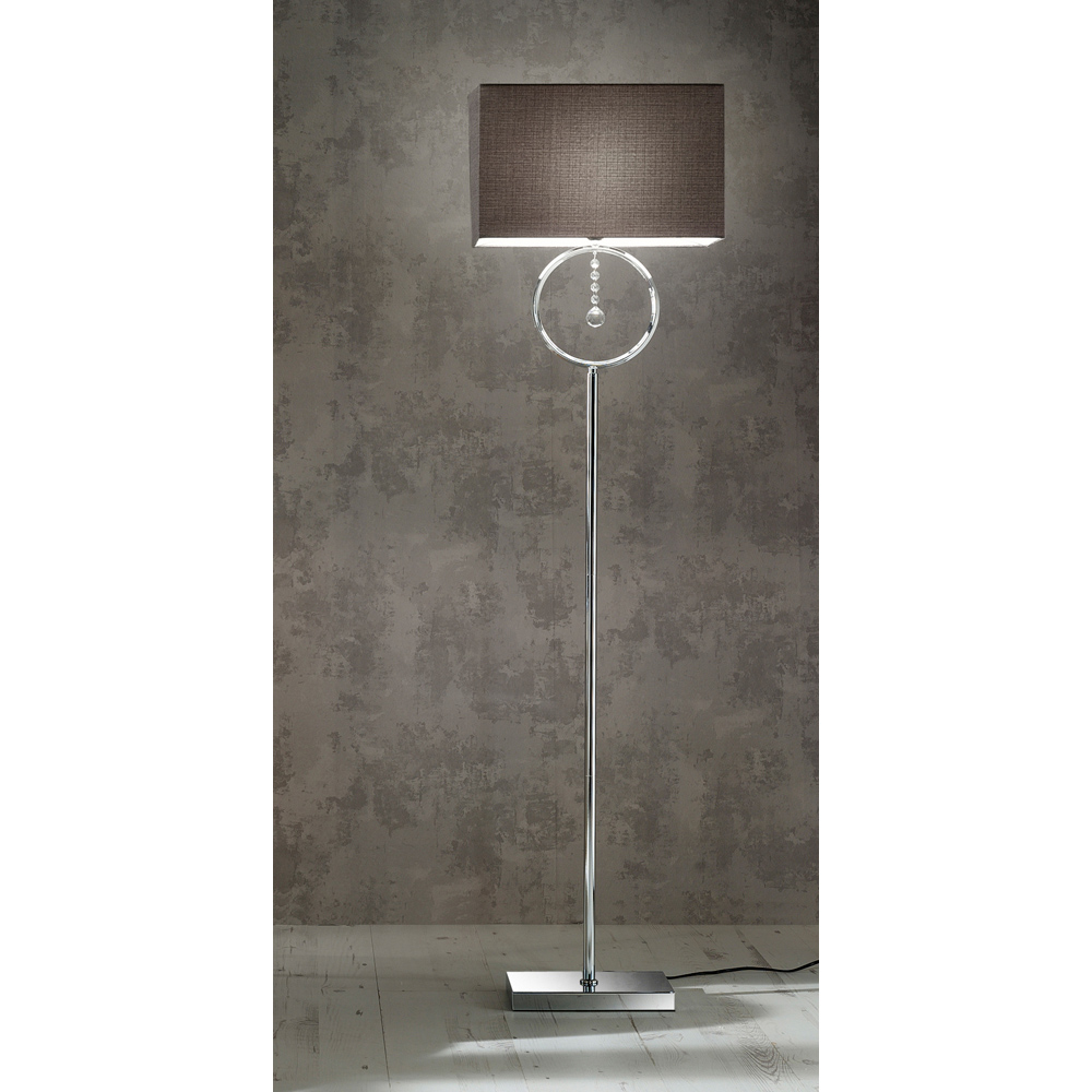 Kliving Lizzy Grey Shade Chrome Floor Lamp Image 3