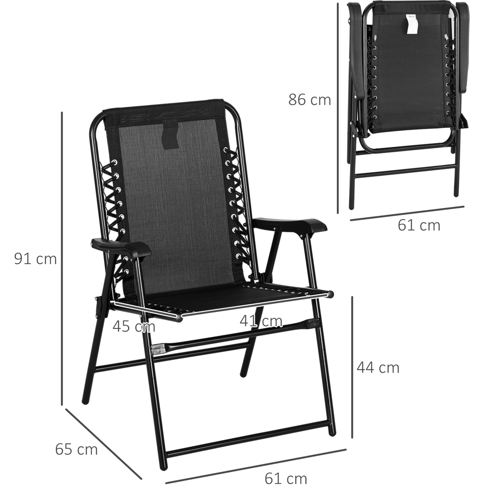 Outsunny Set of 2 Black Outdoor Foldable Chairs Image 7