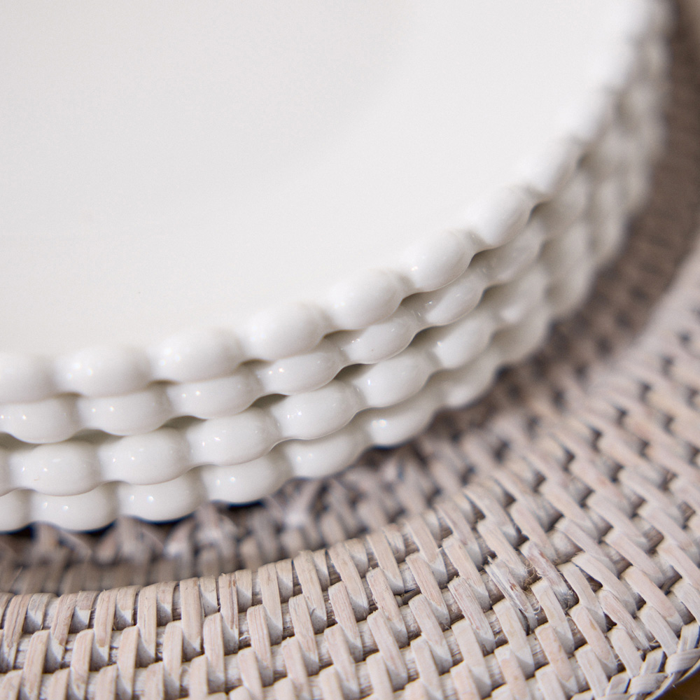 Dibor Beaded White 4 Piece Side Plate Set Image 3