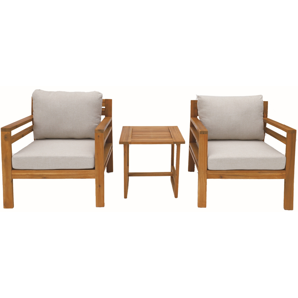 Direct Wicker 2 Seater Teak Finish Straight-Line Design Acacia Wood Outdoor Bistro Set Image 2