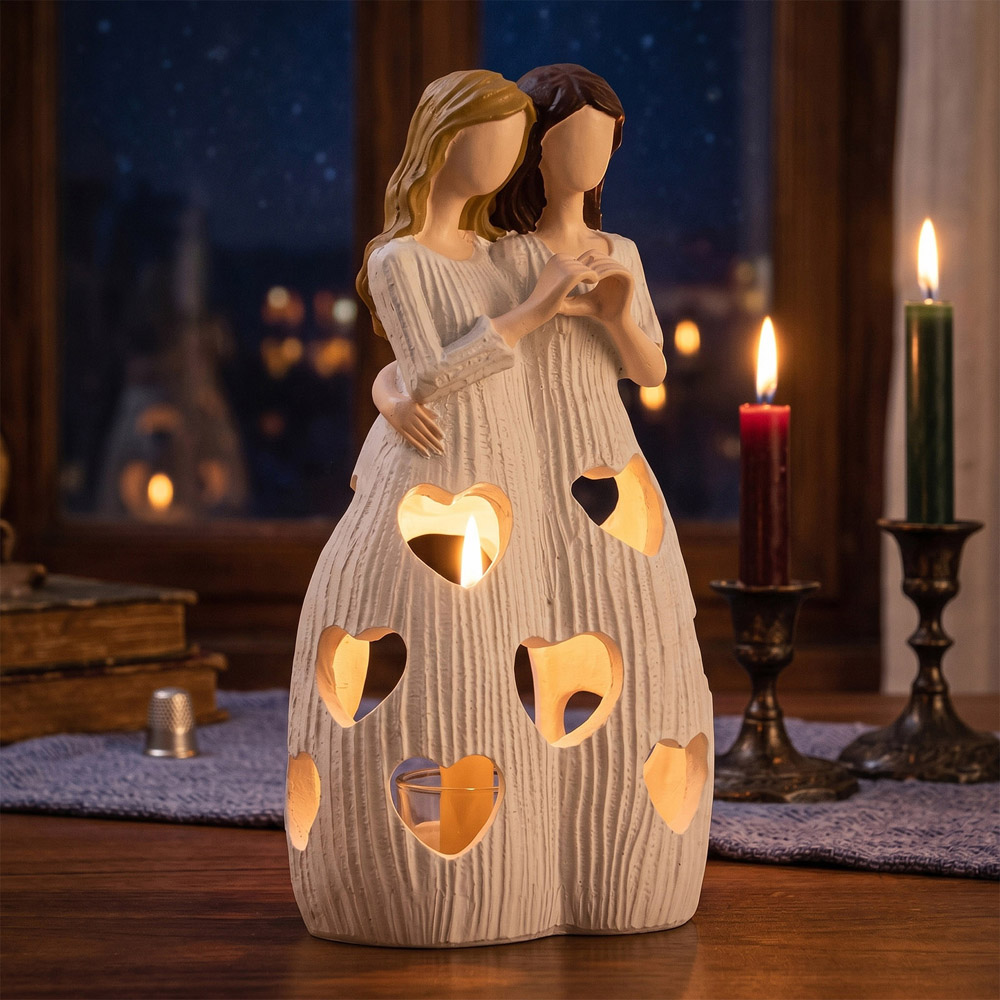 Living and Home White Resin Duo Tealight Holder Image 7