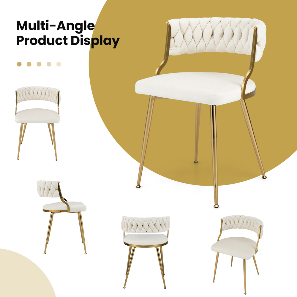 Costway Set of 2 White Velvet Dining Chair Image 7