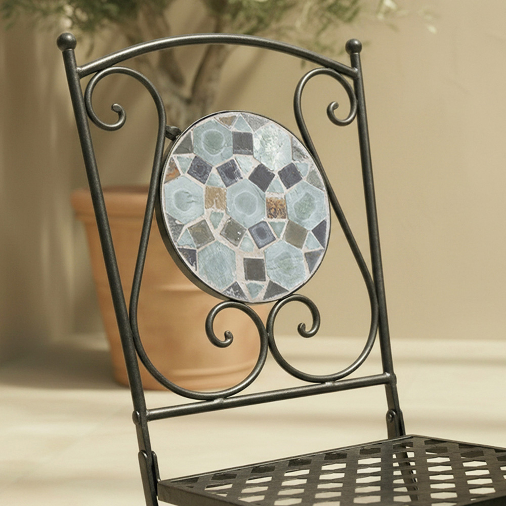 Charles Bentley Blue Mosaic Bistro Set Image 7