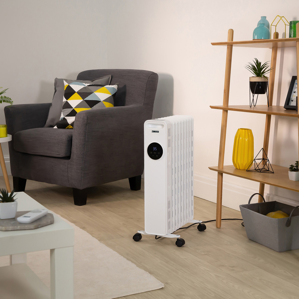 Zanussi Grey and White 11-Fin Digital Touch Control Oil Filled Radiator 2300W Image 7
