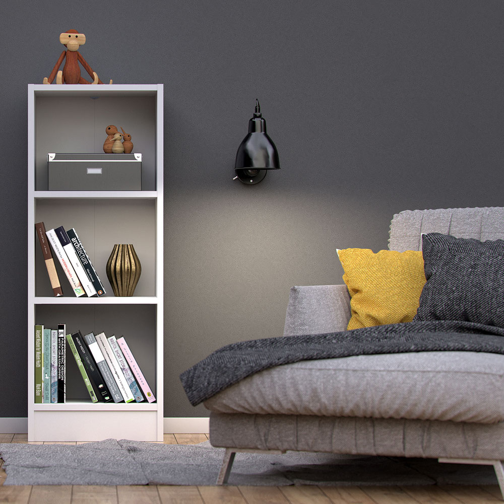 Florence Basic 2 Shelf White Narrow Low Bookcase Image 5