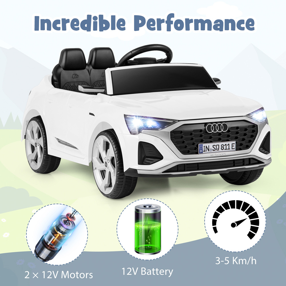 Costway Kids White Licensed Audi SQ8 Ride On Car with Remote Control and 4 Wheels Suspension 12V Image 7