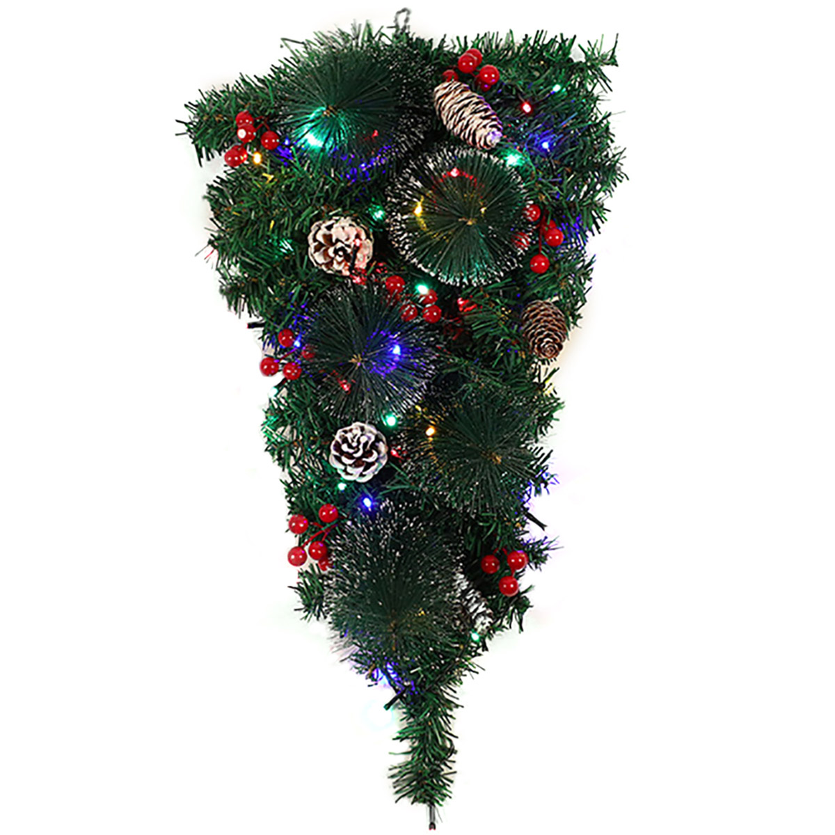 Living and Home Lighted Christmas Front Door Wreath 60cm Image 1