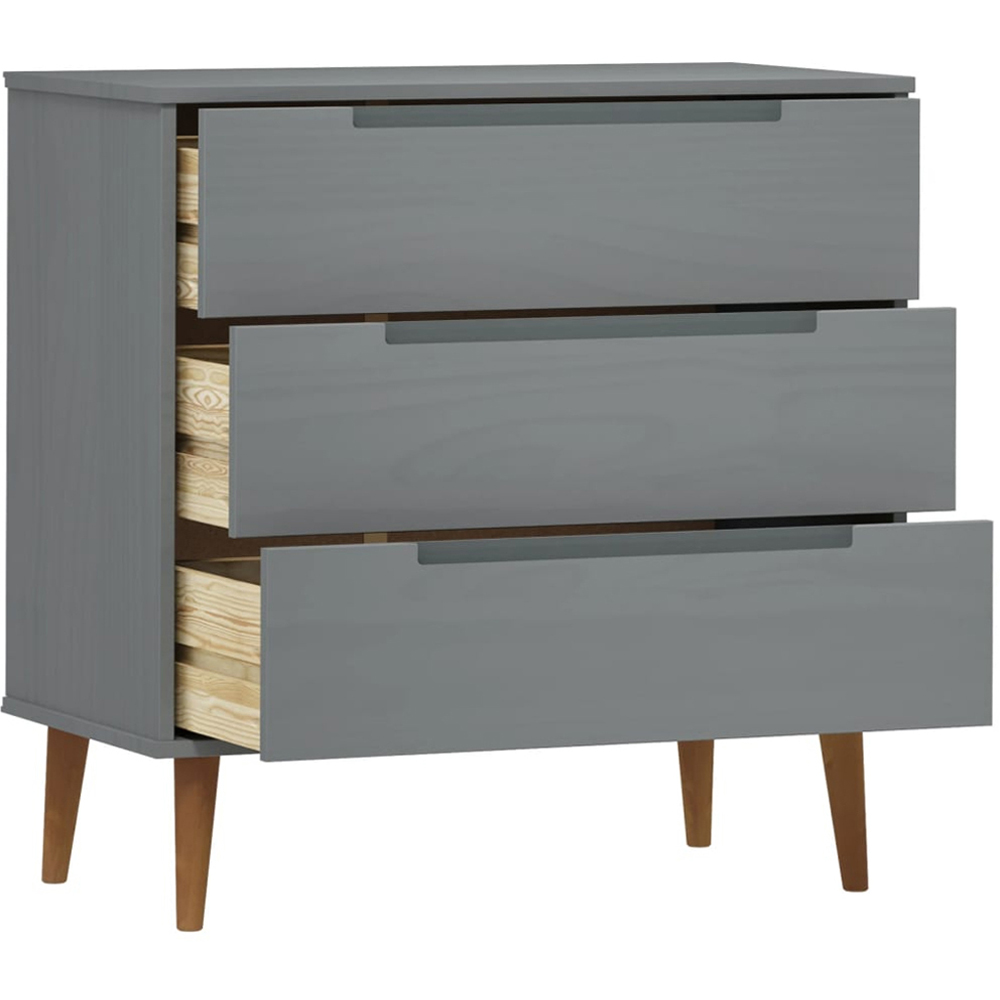 vidaXL 3 Drawer Grey Wooden Storage Cabinet Image 5