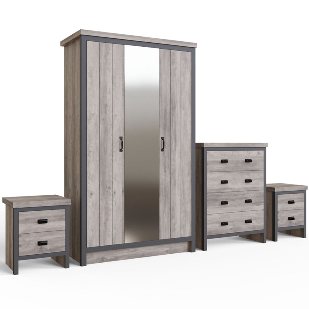 GFW Boston Grey 4 Piece Bedroom Furniture Set Image 2