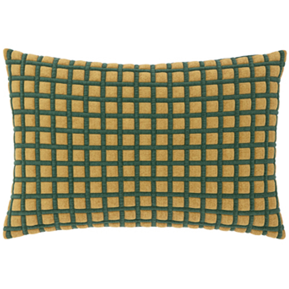 Furn Softie Green Grid Quilted Reversible Cushion 40 x 60cm Image 1