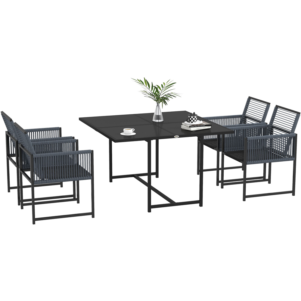 Outsunny Handwoven Rope 4 Seater Garden Dining Set Dark Grey Image 2