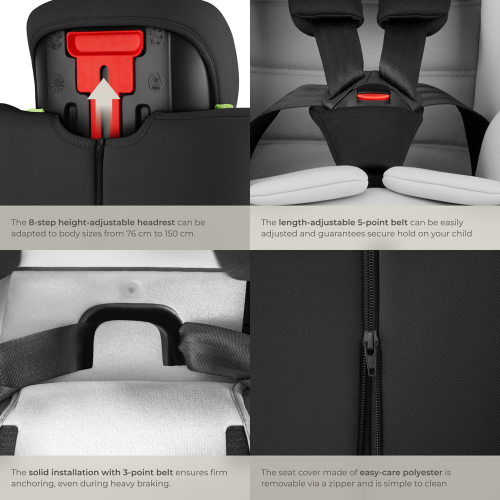 Tectake Sophie I-Size ECE R129/03 Side Impact Protection Grey and Black Car Seat Image 5
