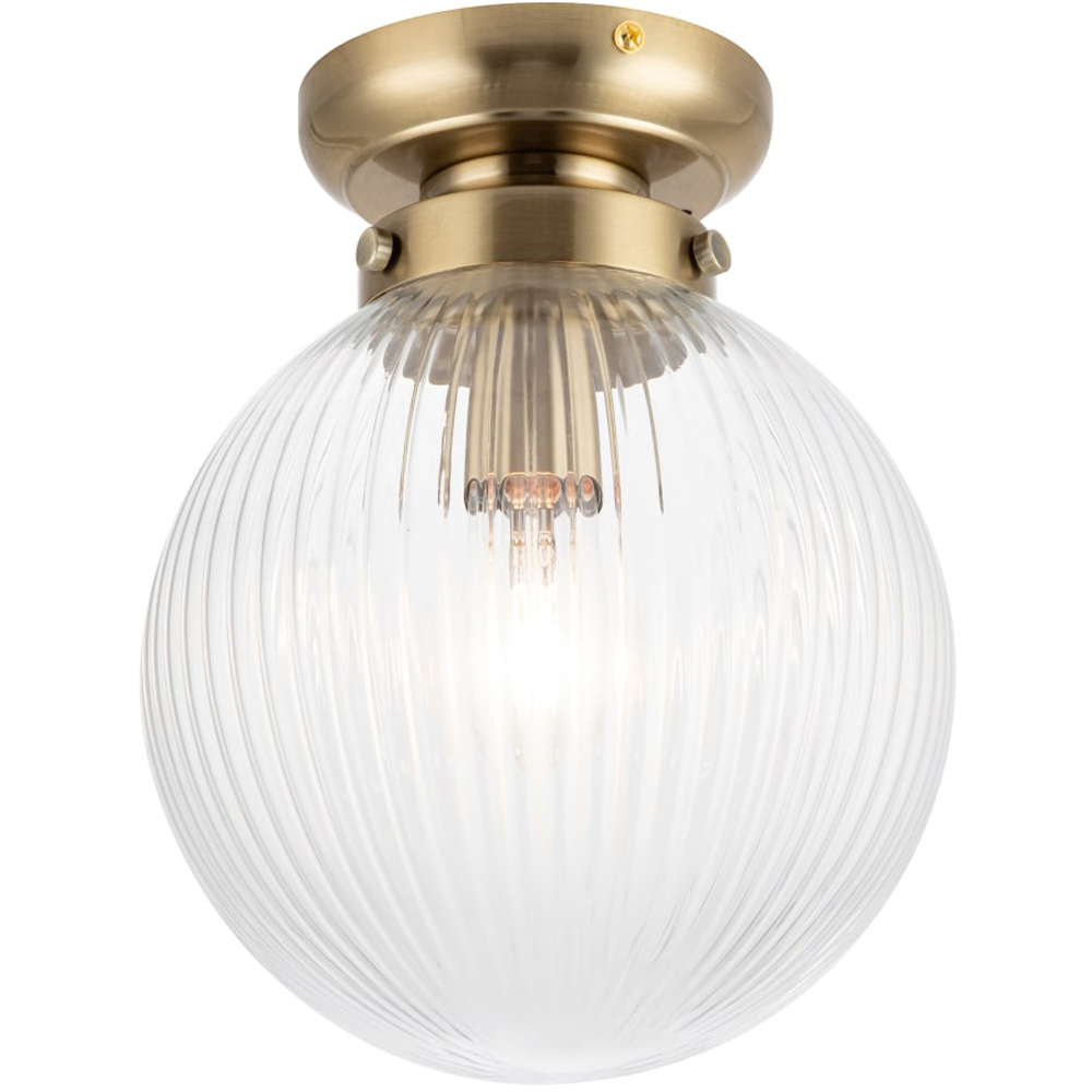 Cosylyte Finley Antique Brass Ribbed Glass Ceiling Light Image 3