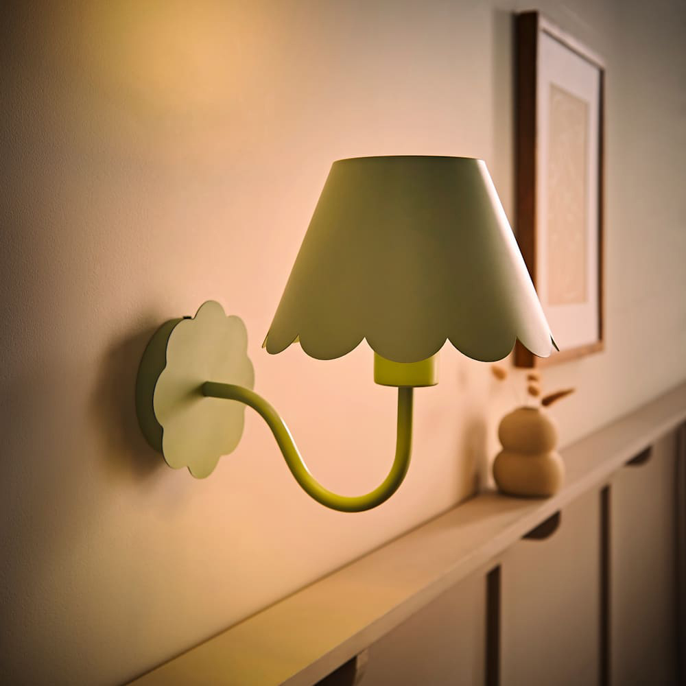 ValueLights Hallie Green Scallop Rechargeable Wall Light 2 Pack Image 2