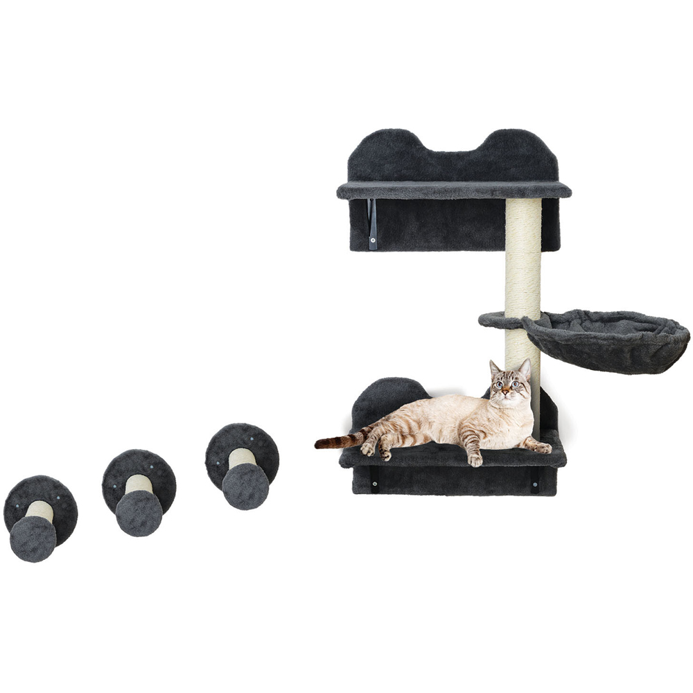 Wall Mounted Cat Tree Set Black Image 5
