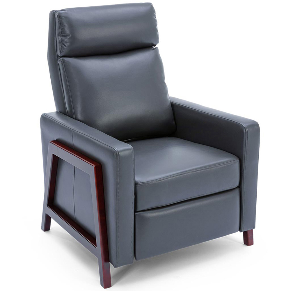 Furniture Online Seattle Black Bonded Leather Manual Recliner Chair Image 2