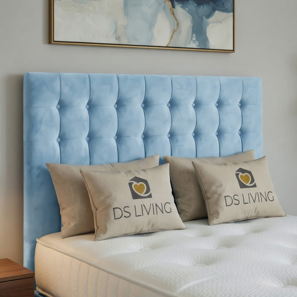 DS Living Casia Double Sky Blue Plush Velvet Divan Bed with 4 Drawer Image 3