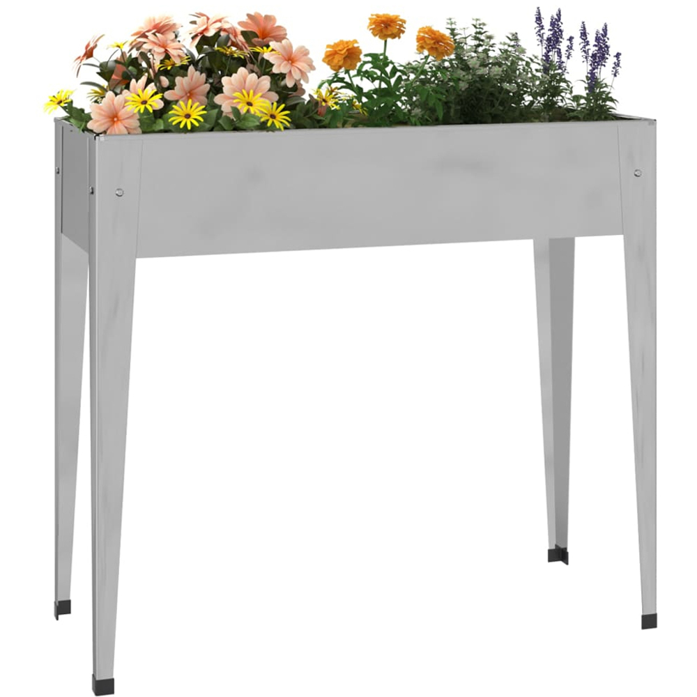 vidaXL Silver Galvanised Steel Garden Planter 100.5 x 40.5 x 90cm Image 2