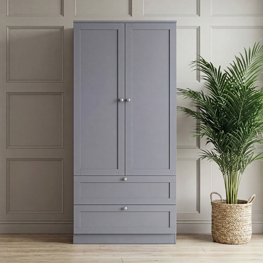 VIDA DESIGNS Altino 2 Door 2 Drawer Grey Shaker-Style Wardrobe Image 3