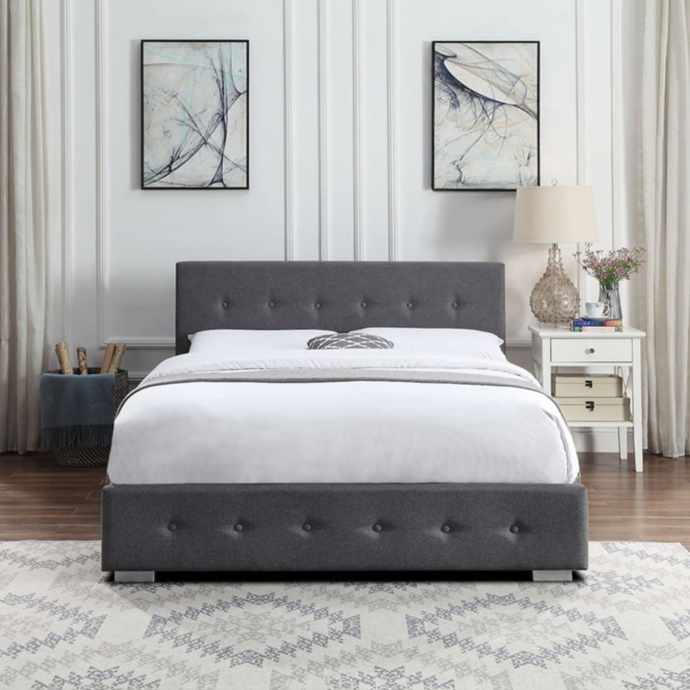 Home Treats Double Dark Grey Ottoman Bed with Mattress Image 7