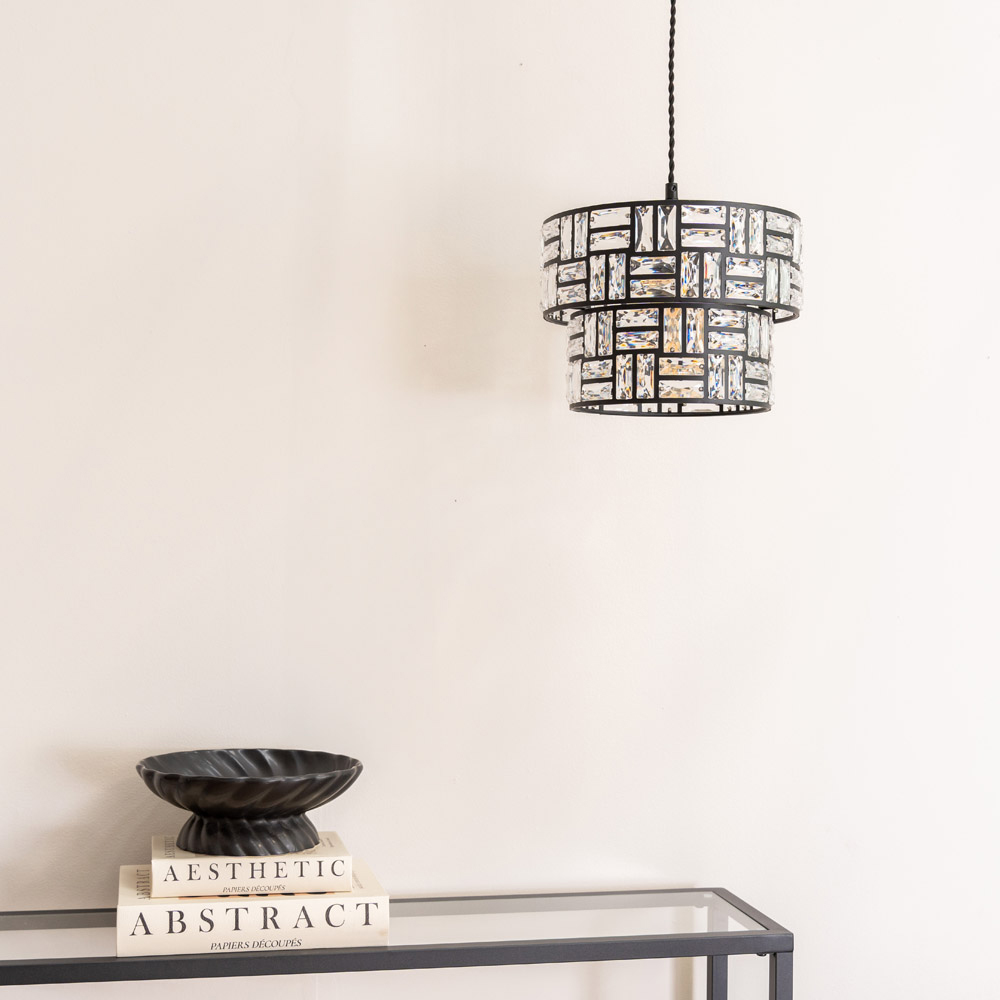 ValueLights Set of 2 Elise Black Acrylic Jewel Easy Fit Lamp Shade Image 4
