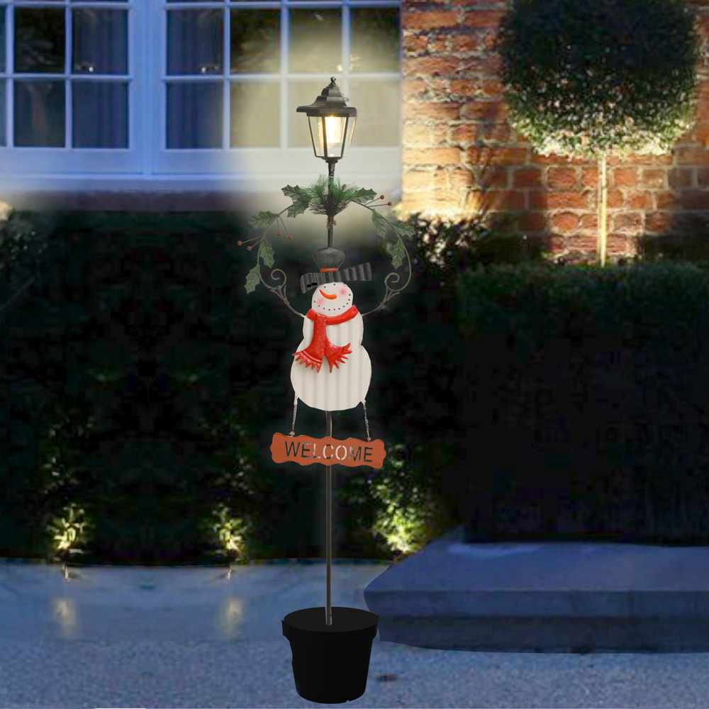 Groundlevel LED Snowman Festive Christmas Lantern Decoration 114cm Image 2