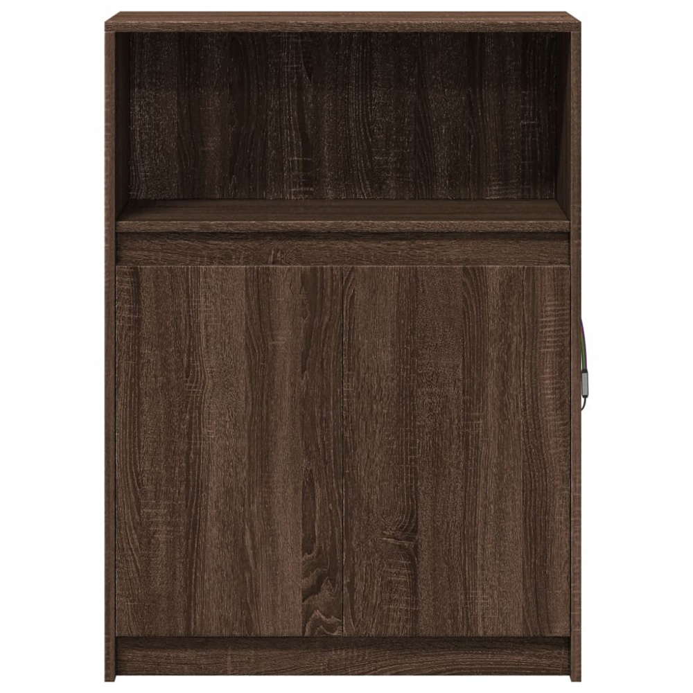 vidaXL 2 Door Single Open Shelf Brown Oak Sideboard with LED Lights Image 6