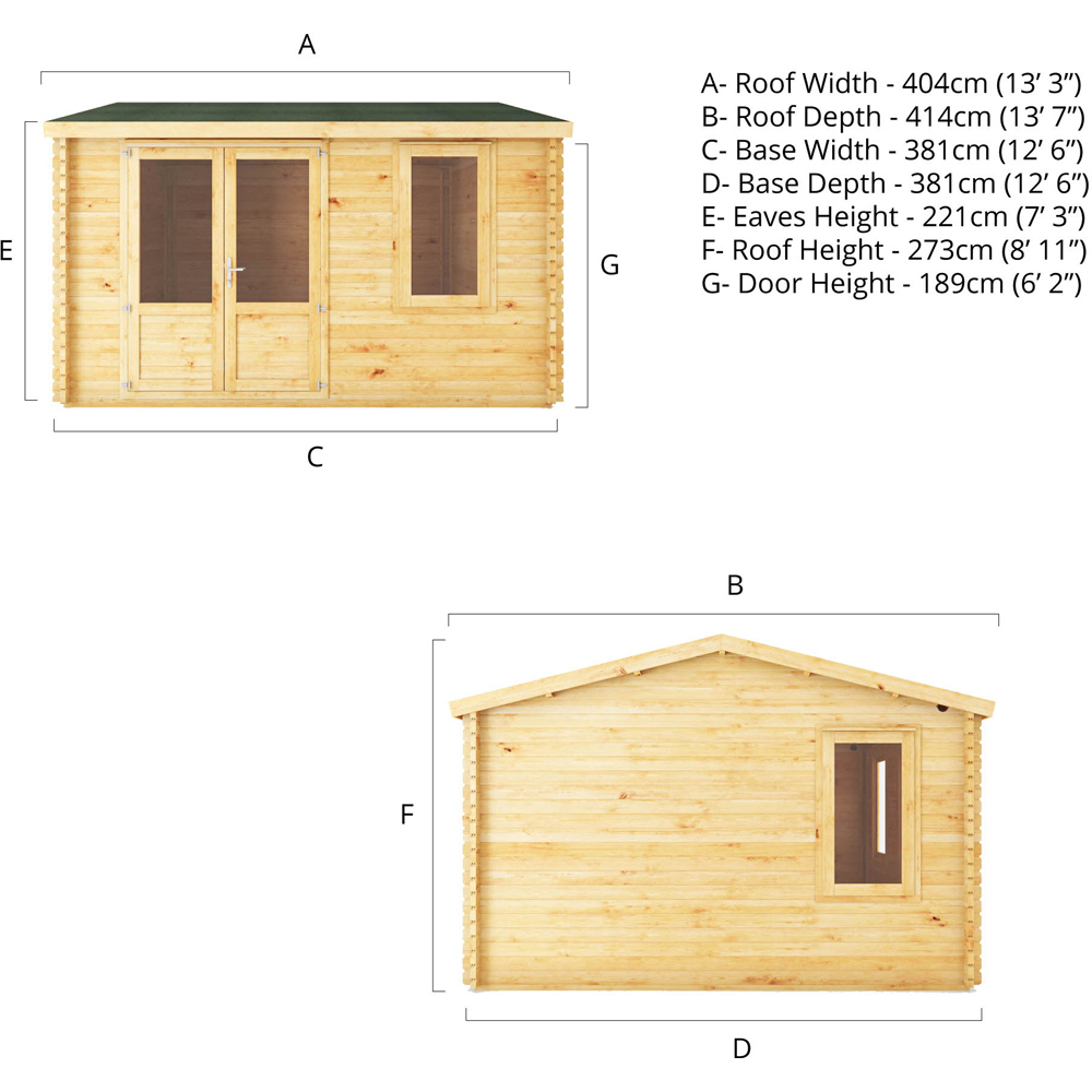 Mercia 13.1 x 13.1ft Home Office Log Cabin Image 8