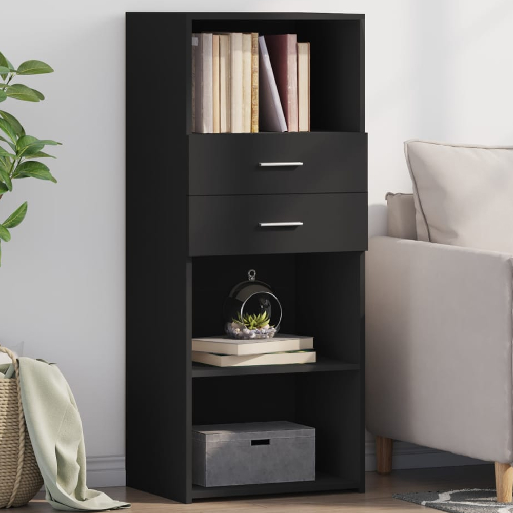 vidaXL 2 Drawer 3 Open Shelf Black Highboard Image 1