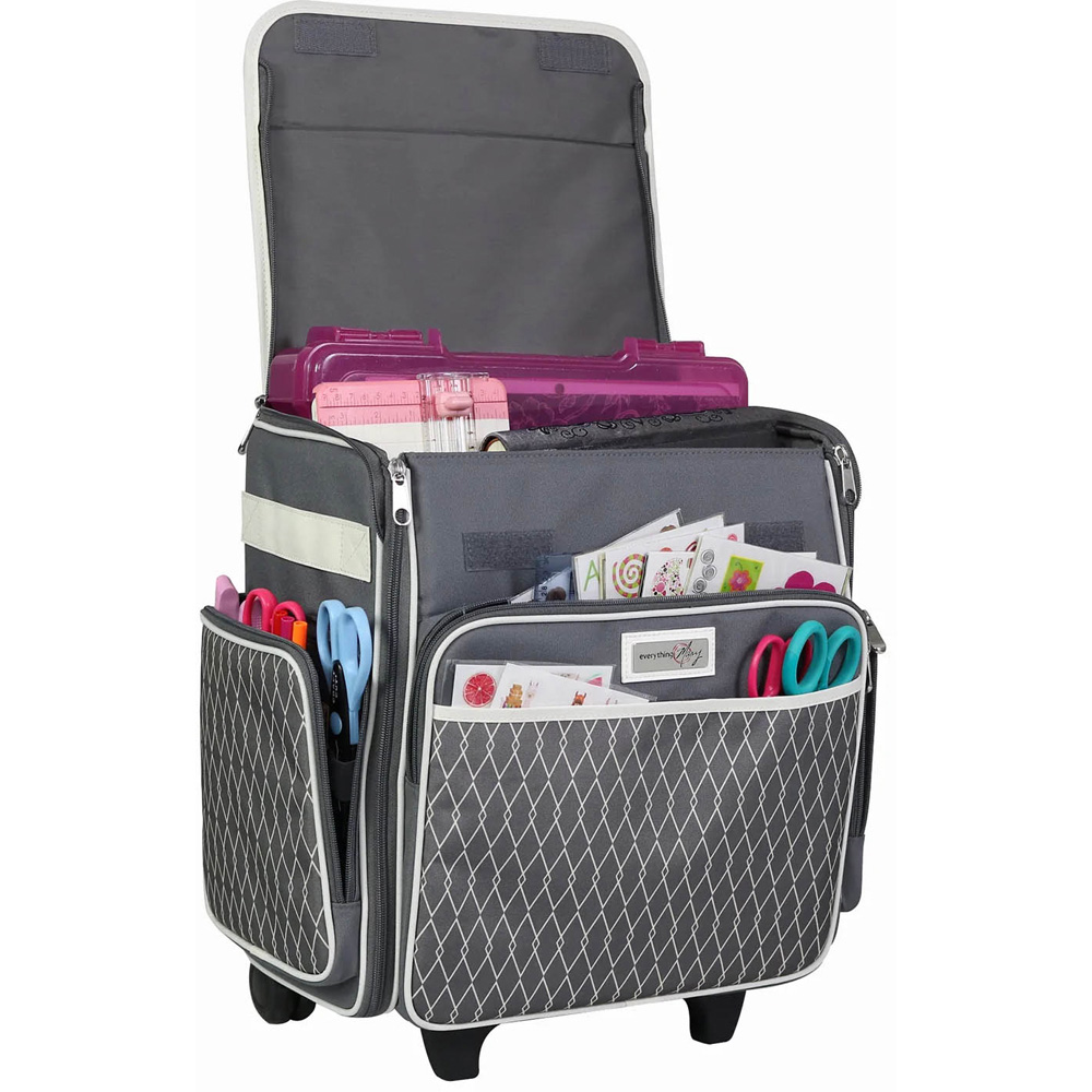 Everything Mary EVM6362-11 Grey and Cream Collapsible Craft Trolley Bag 40 x 22 x 38cm Image 6