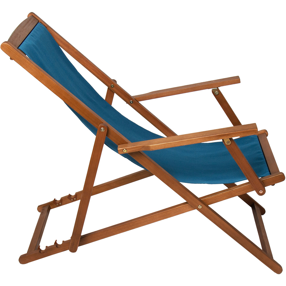 Charles Bentley Teal Wooden Deck Chair Image 4