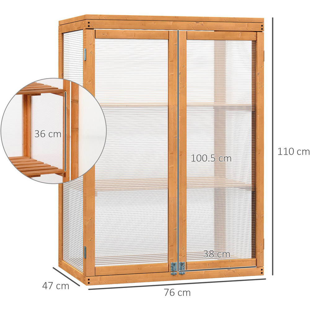 Outsunny 3 Tier Wooden Polycarbonate Cold Frame Greenhouse Image 7