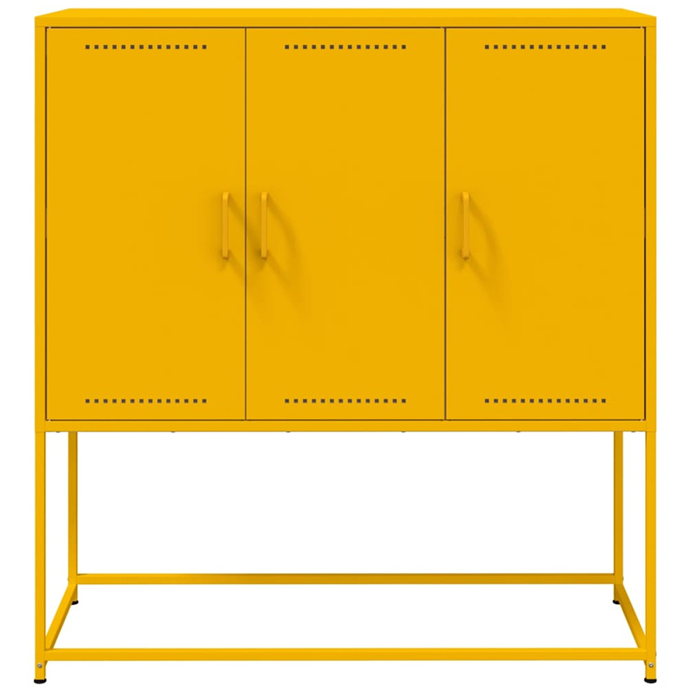 vidaXL 3 Door Yellow Highboard Image 6